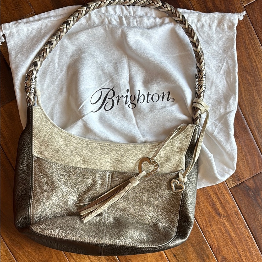 Brighton Cream and Mettallic Shoulder Bag with Elegant Design